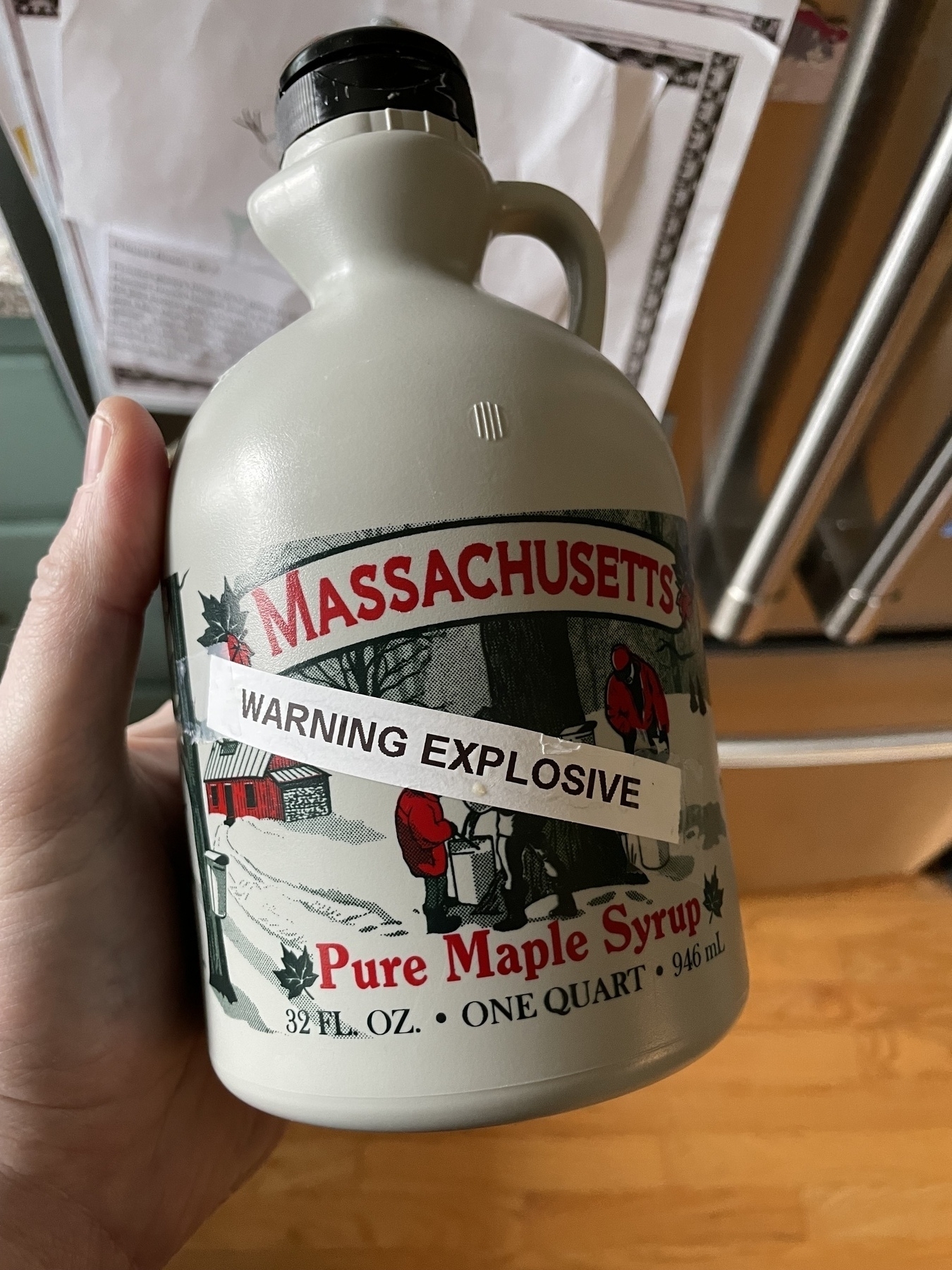 Bottle of maple syrup 