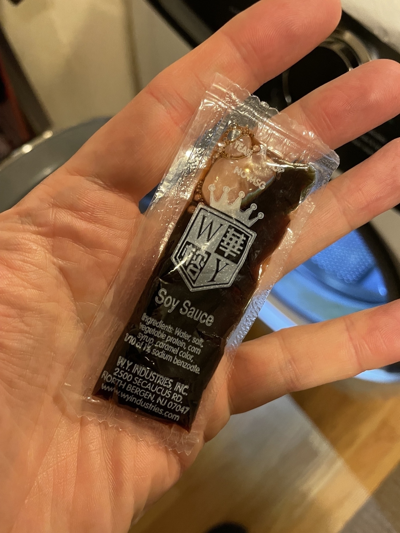 A packet of soy sauce 