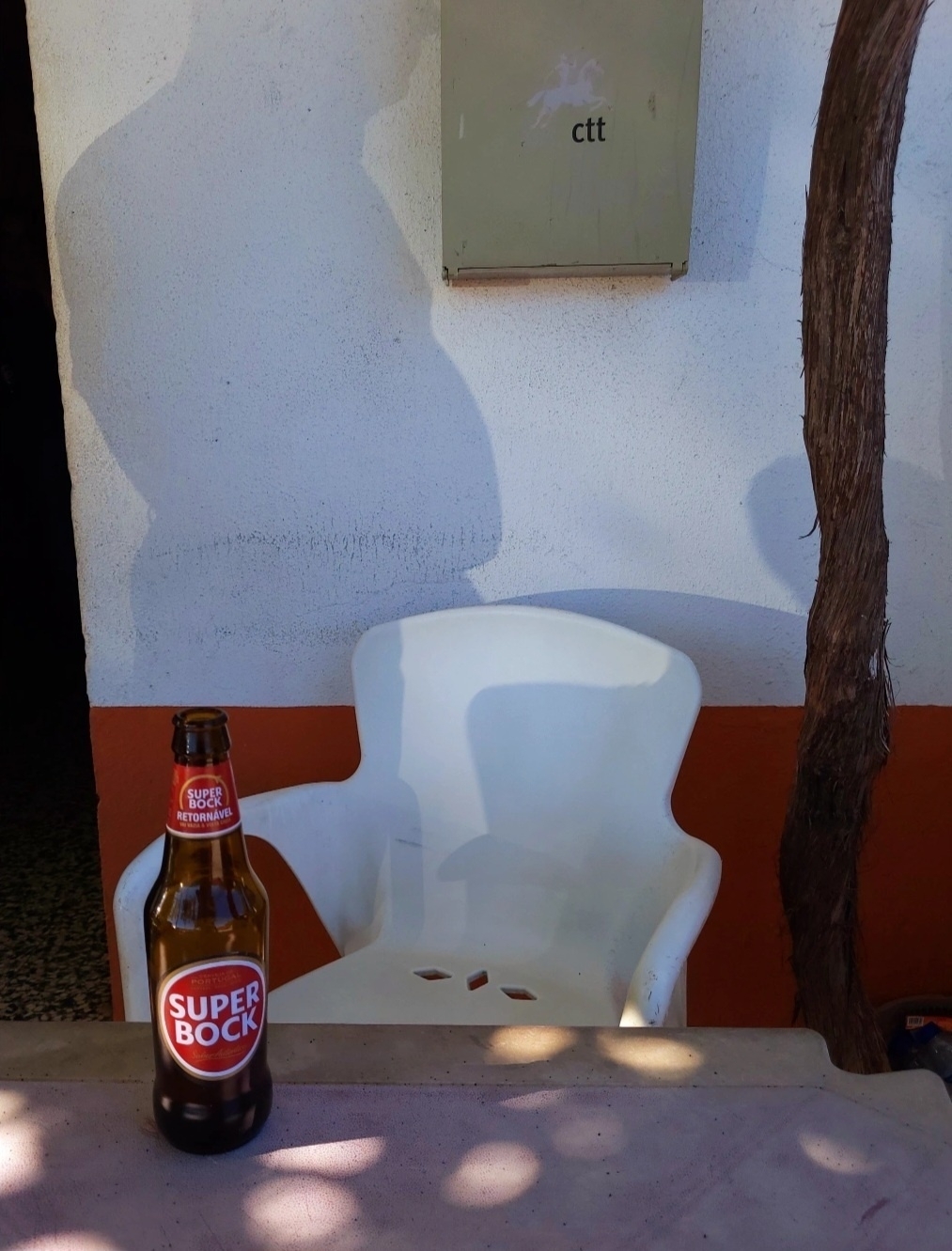 Beer bottle over table 