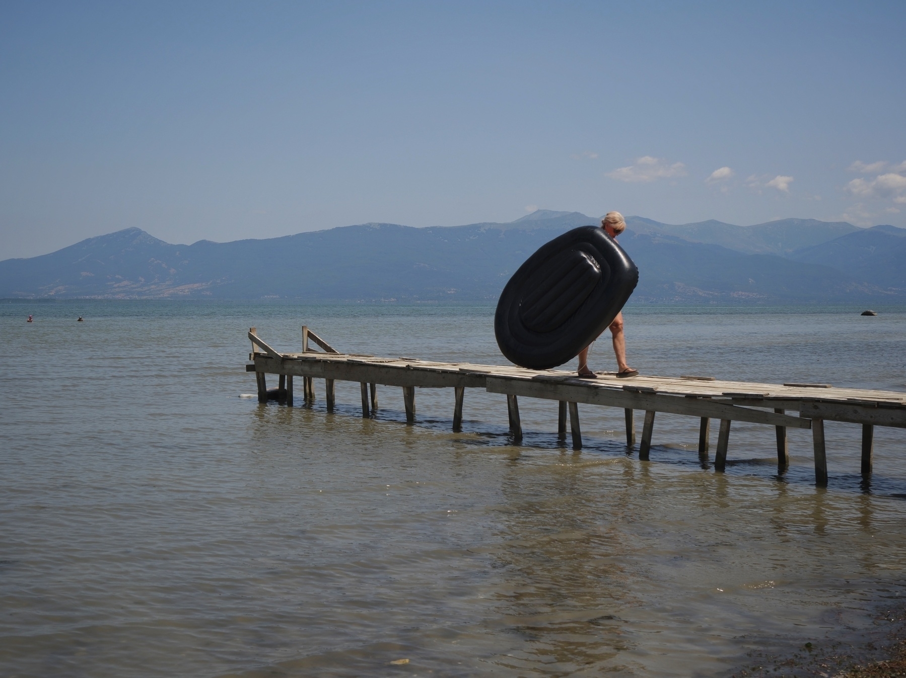 Beach goers by the waterfront in Ohrid