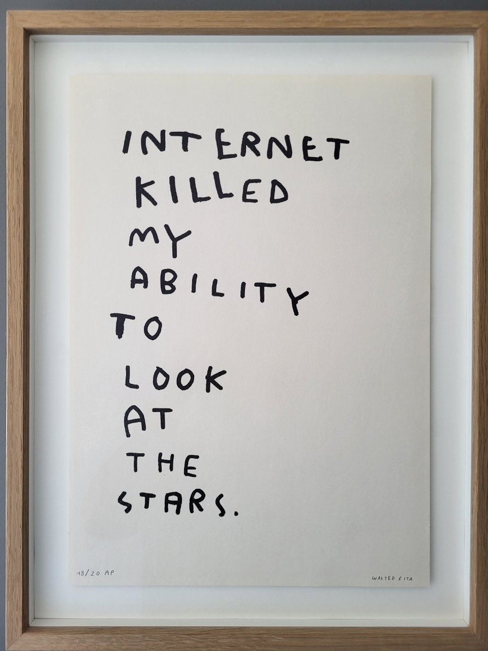 "Internet killed my ability to look at the stars" 