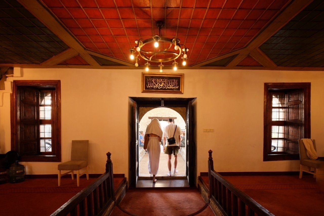 Couple leaving mosque 