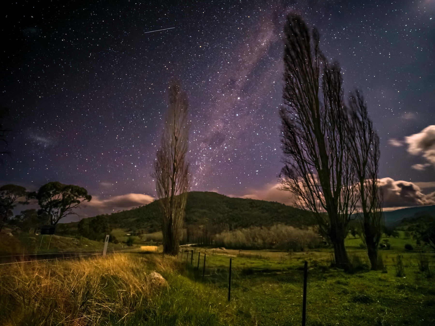 Image of the Milky Way shot from the side of Naas Road, south of Canberra.