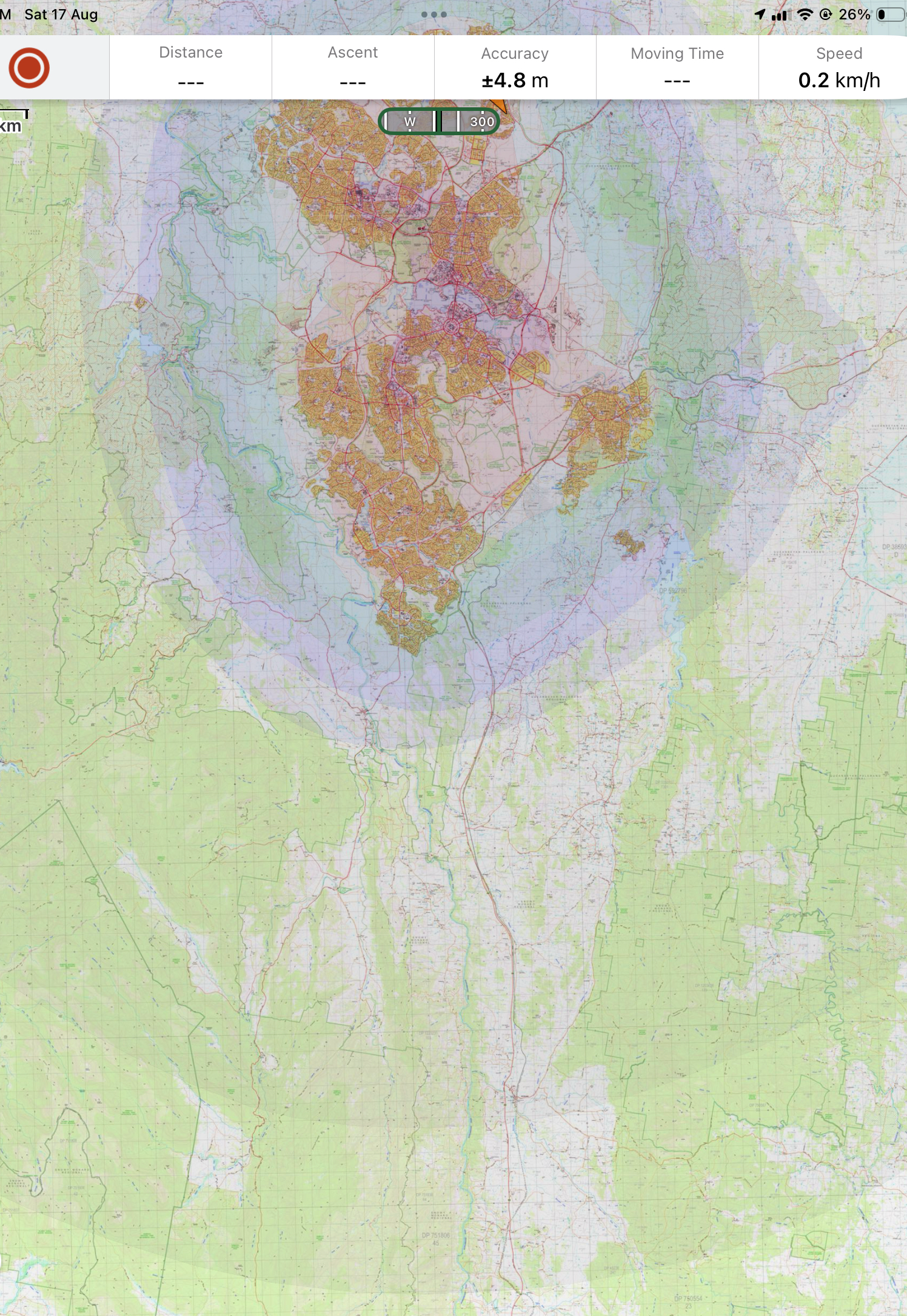 Screenshot of Light Pollution Map overlay for Gaia GPS on iPad. 