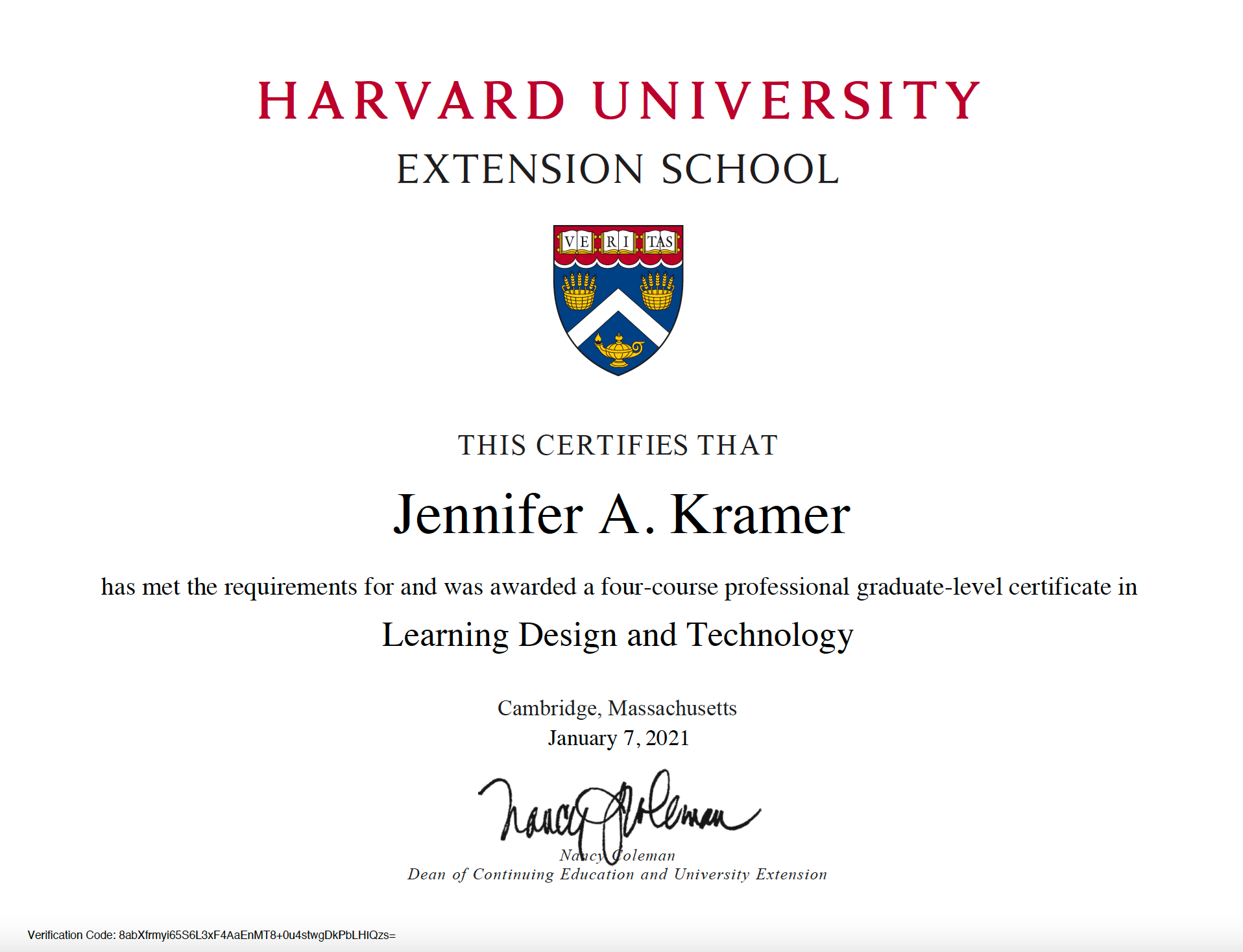 Certificate in Learning Design and Technology.