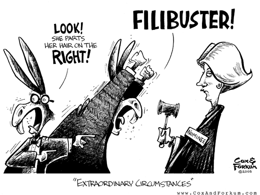 Cox & Forkum Extraordinary Filibuster Circumstances cartoon