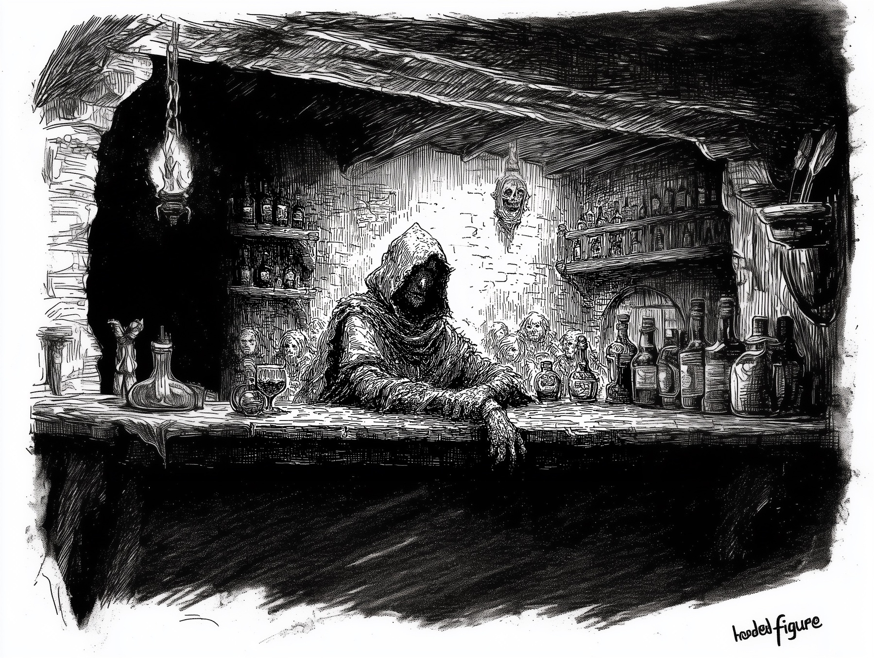 Cote.io A stereotypical hooded figure mysteriously sitting in t 3855aa2b-1968-48a0-b40c-3db64da5d971.