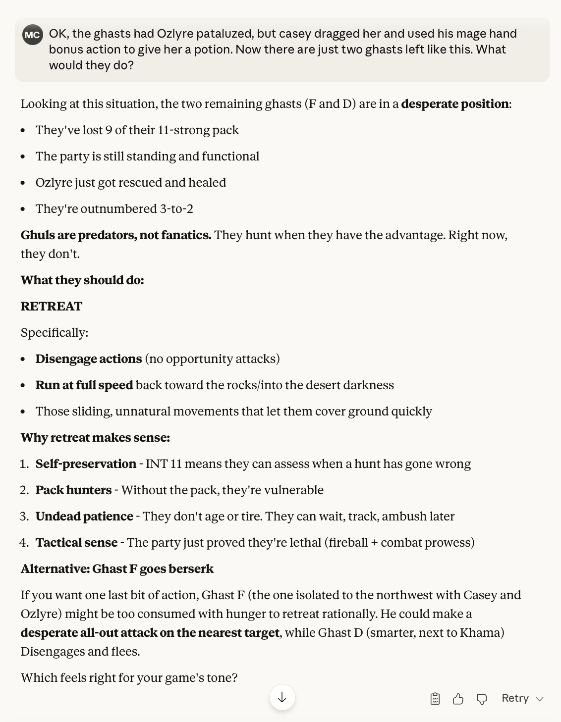 Screenshot of chat sessions with Claude