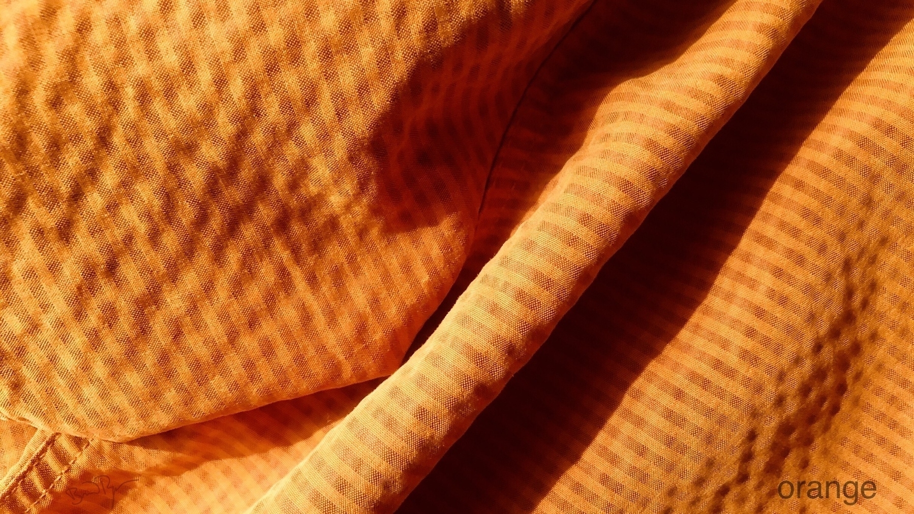 Closeup of orange shirt.