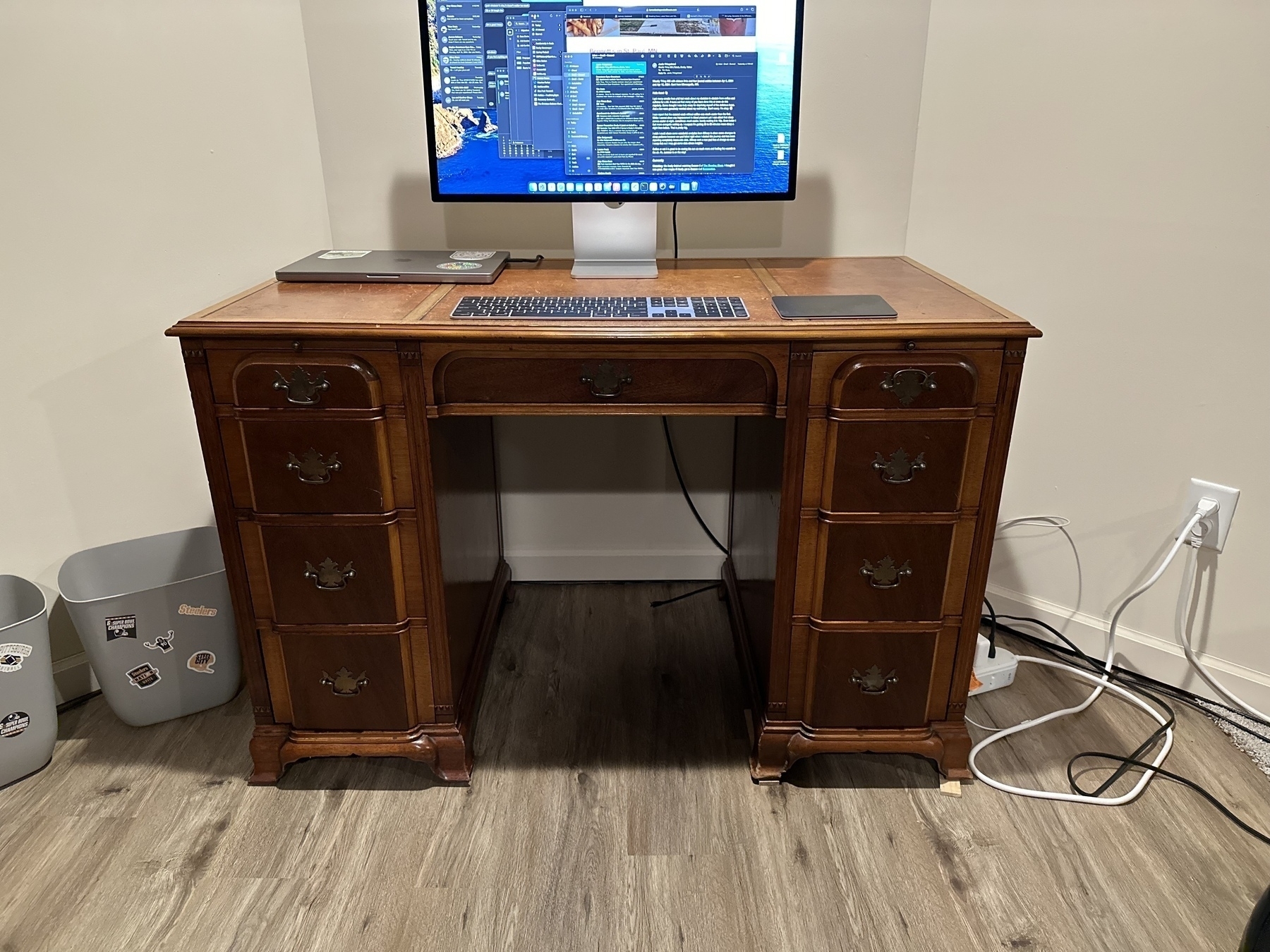 Beautiful solid wood desk inherited from the in-laws