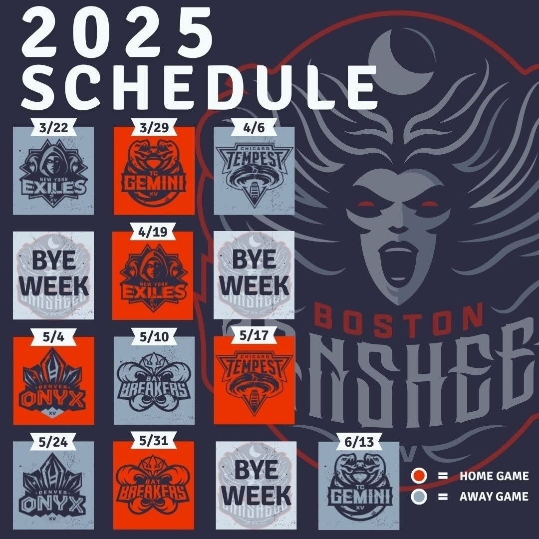 Boston Banshee schedule for 2025