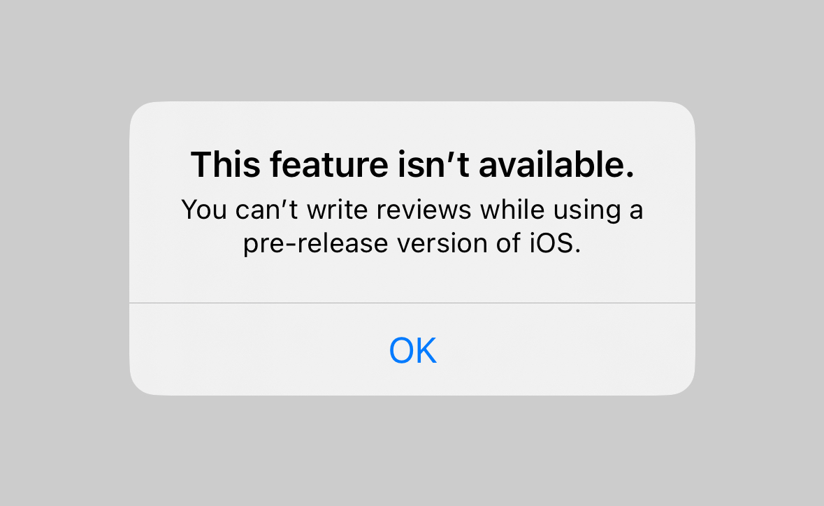 iOS App Store reviews not available while running a beta