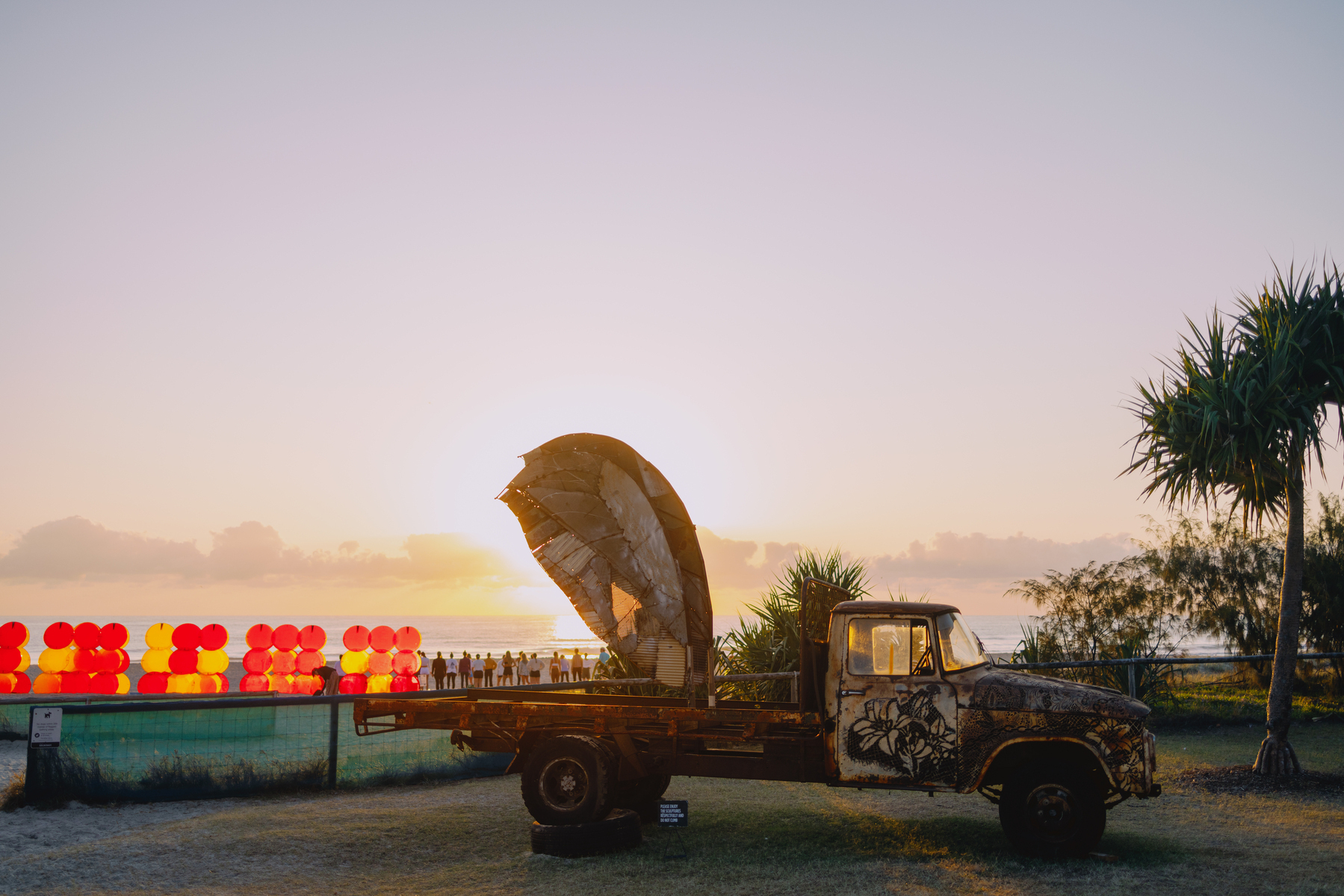 Photos by Josh Withers at the Swell Sculpture Festival on the Gold Coast, photographed on Thursday September 12, 2024, at dawn