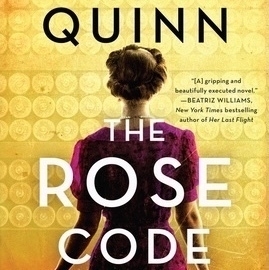 Cover of The Rose Code, featuring a woman in 1940s attire against a gold background.