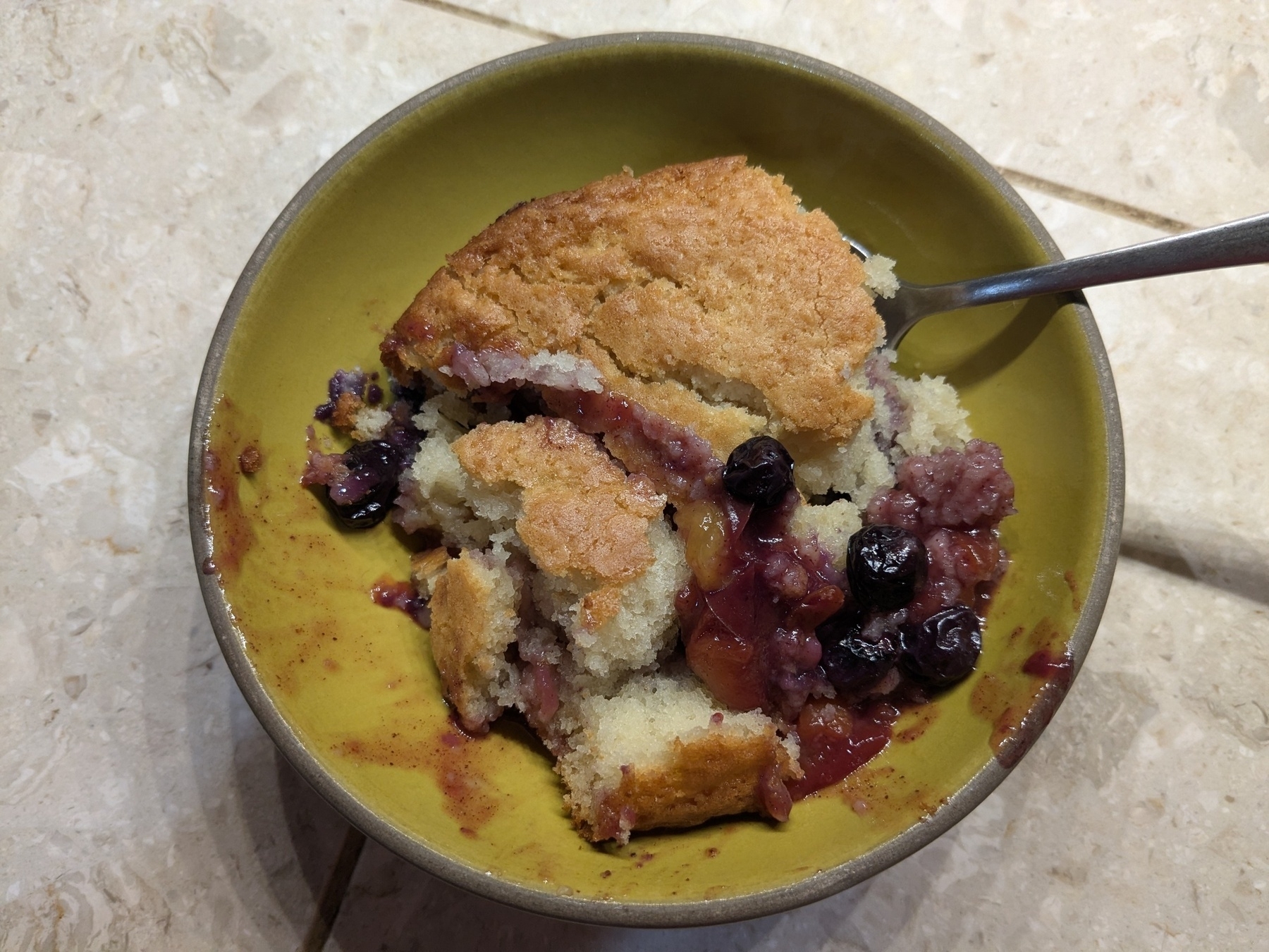 bowl of cobbler dished up