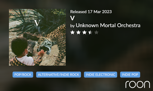 Album cover V by Unknown Mortal Orchestra