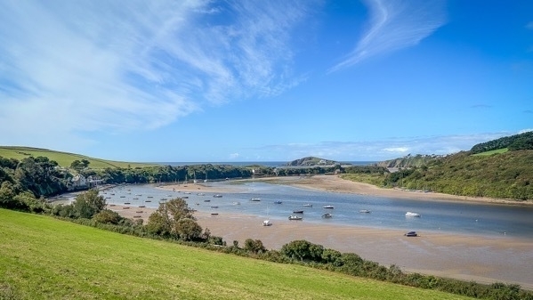A photo of the estuary at Bantham with some boats