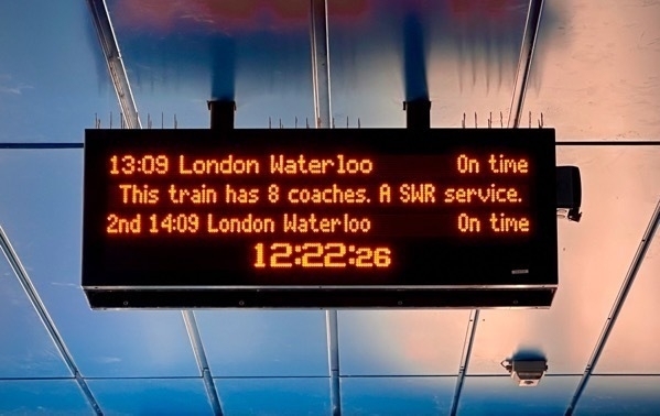 photo of the departure board at Reading train station