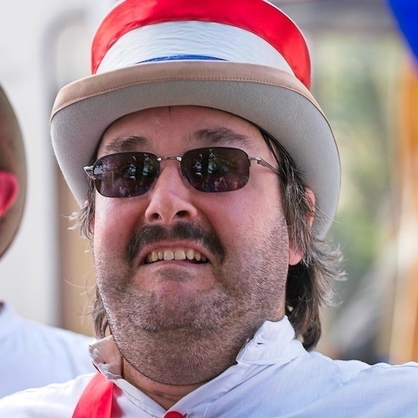 a photo of a surprised looking morris man