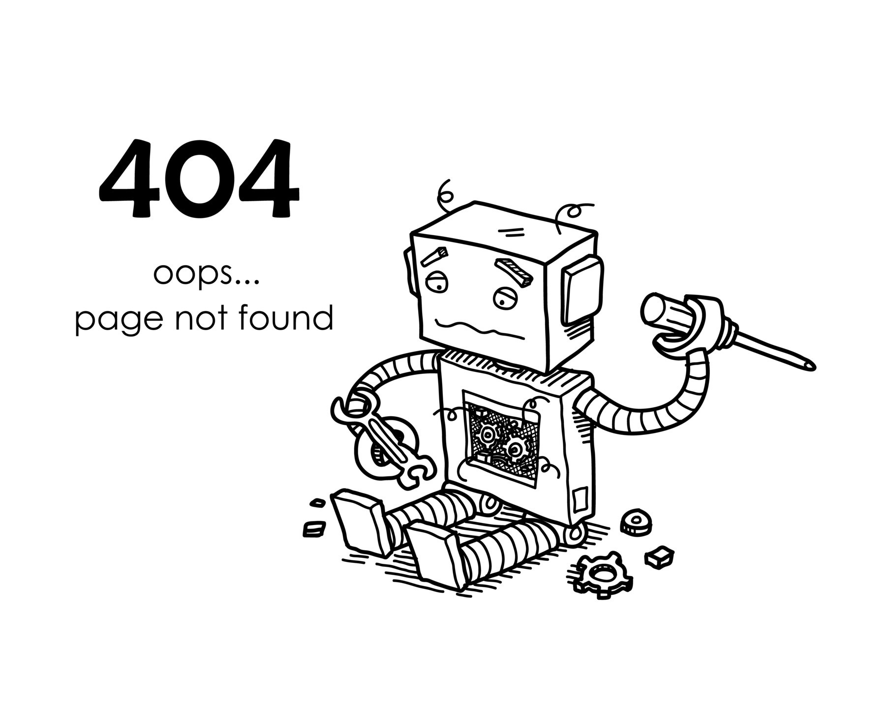 a cartoon image of a robot on a 404 error web page