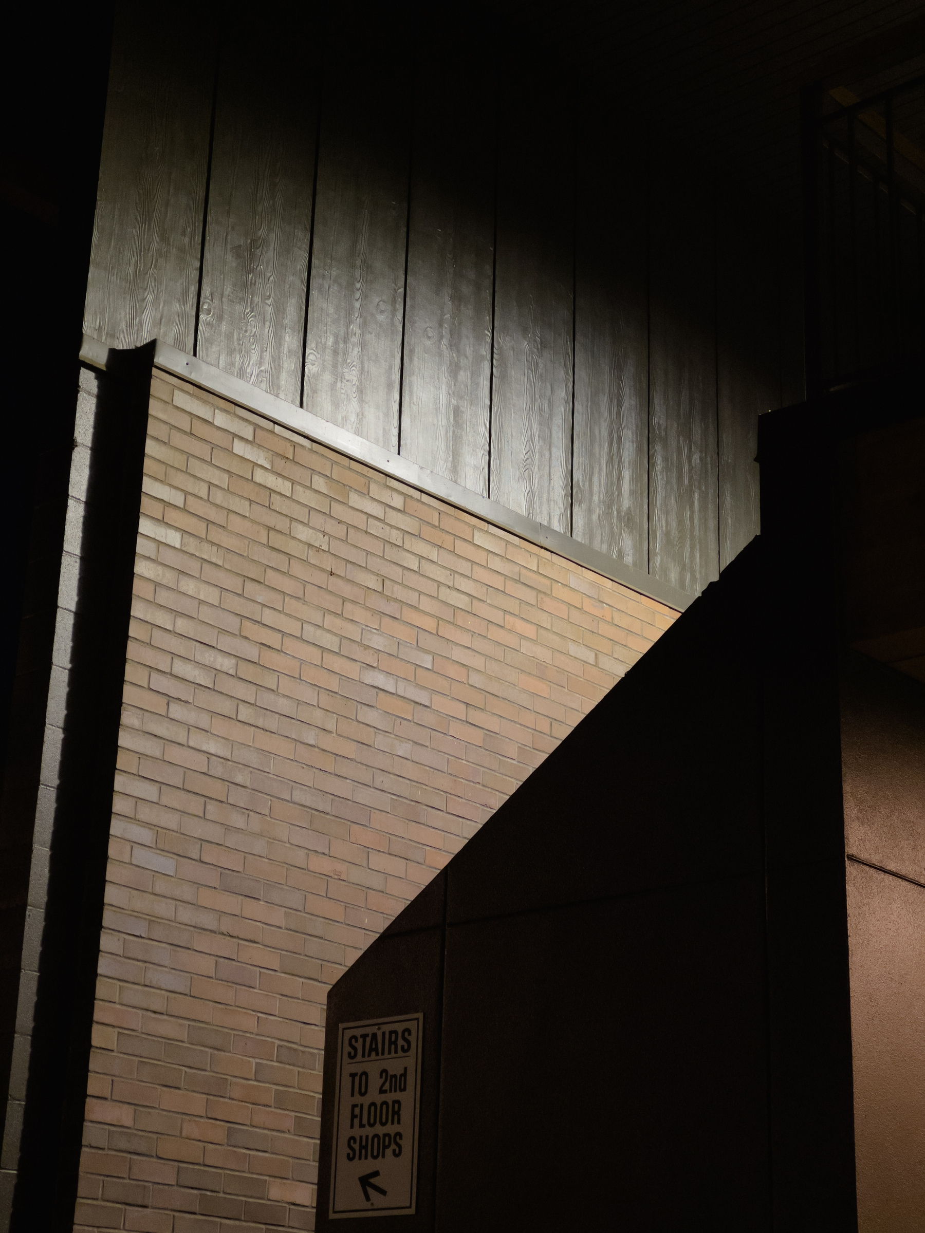 Brick wall shadows composition nightscape.