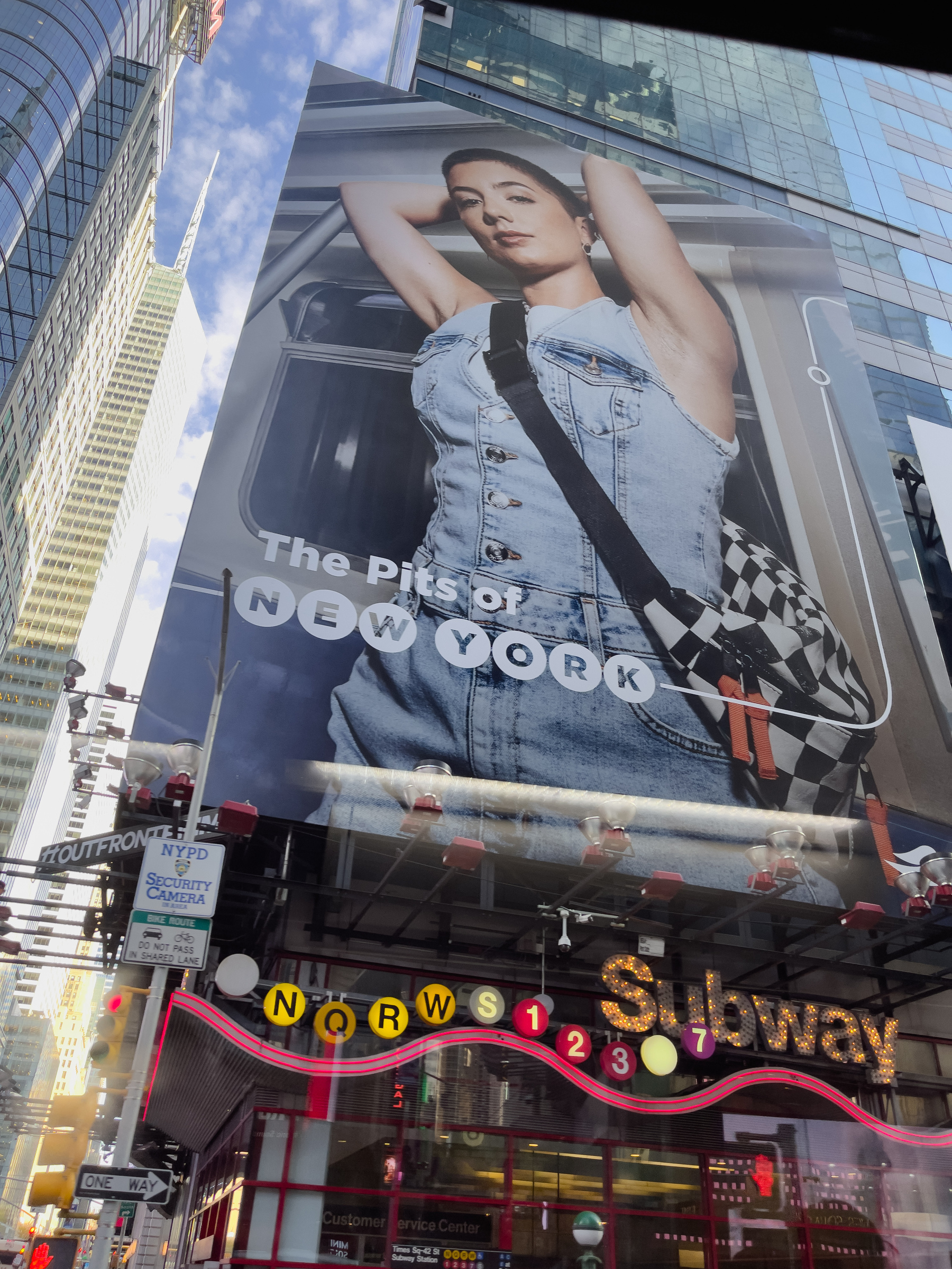 Women’s armpit campaign billboard in time square.