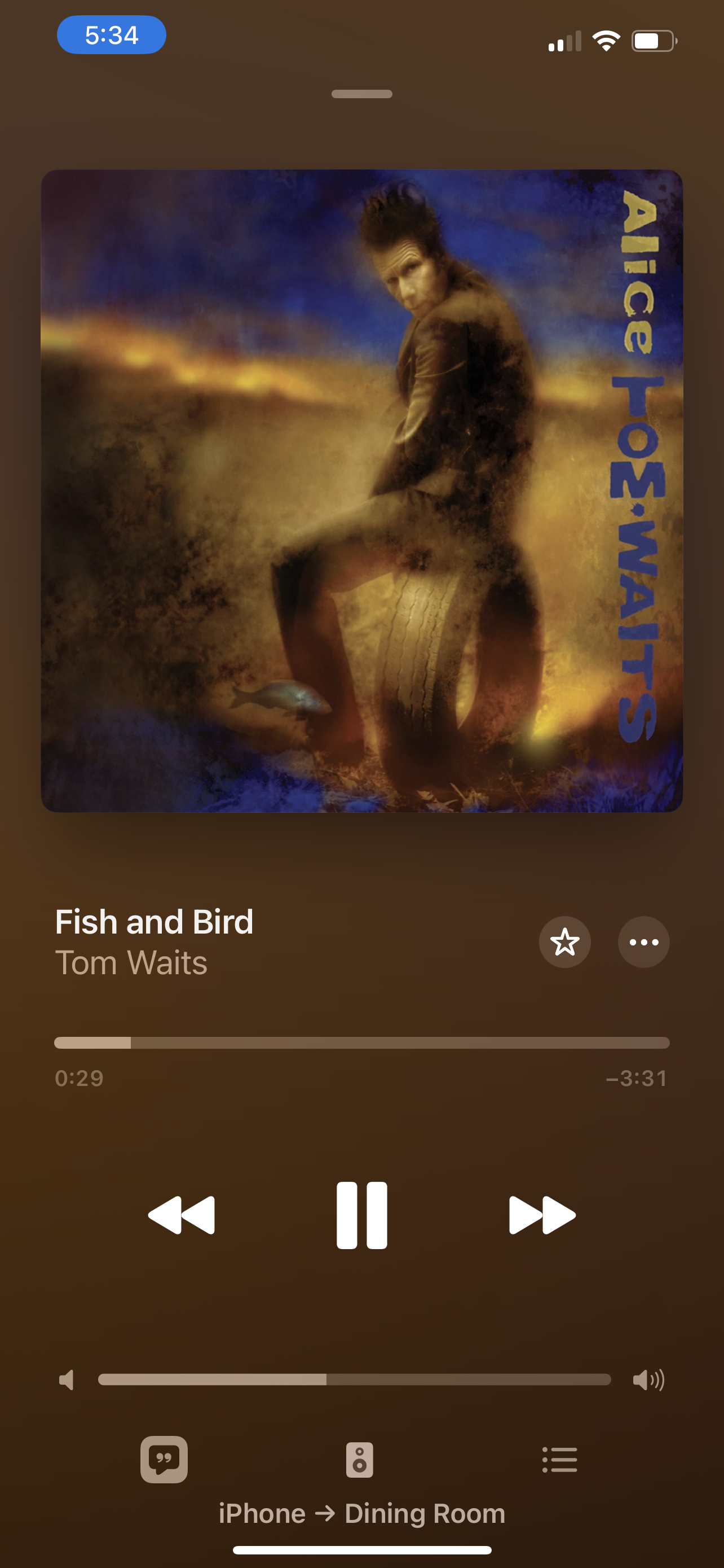 Album cover for Tom Waits Alice.