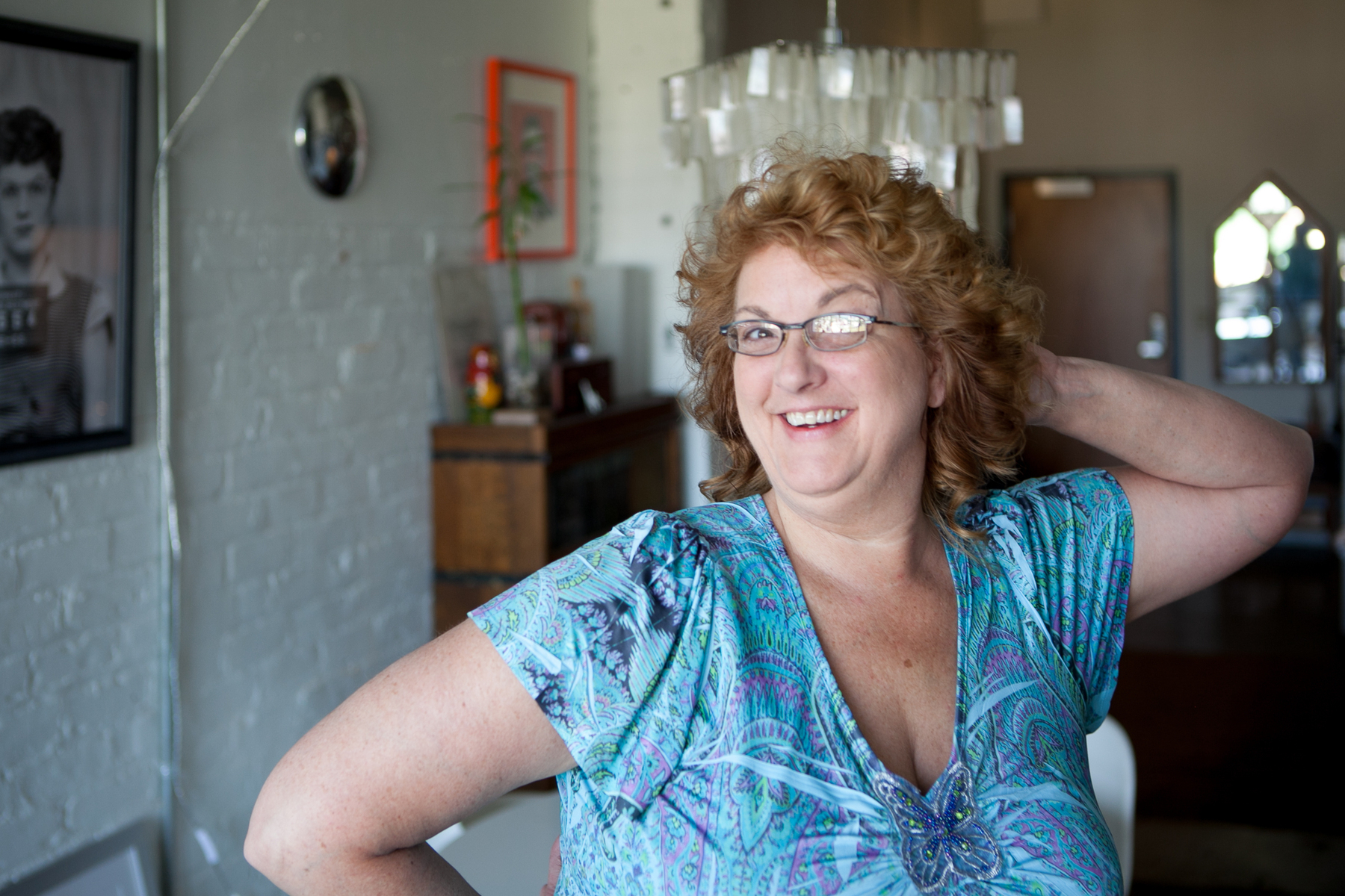 My sister poses for the camera (she just got her hair did)! Canon 5D Mark II