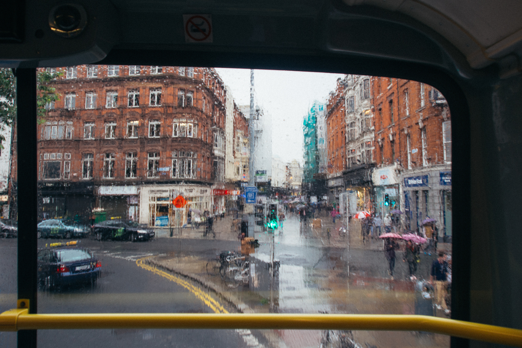 Dublin as viewed from a bus window while it is raining - Olympus EM5