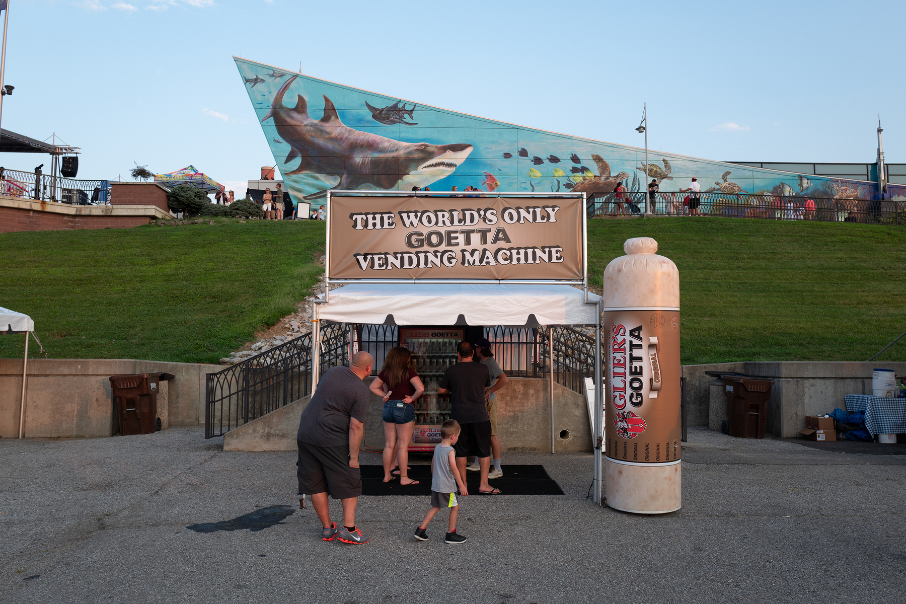 A goetta vending maching with refridgerated tubes of goetta - Leica Q