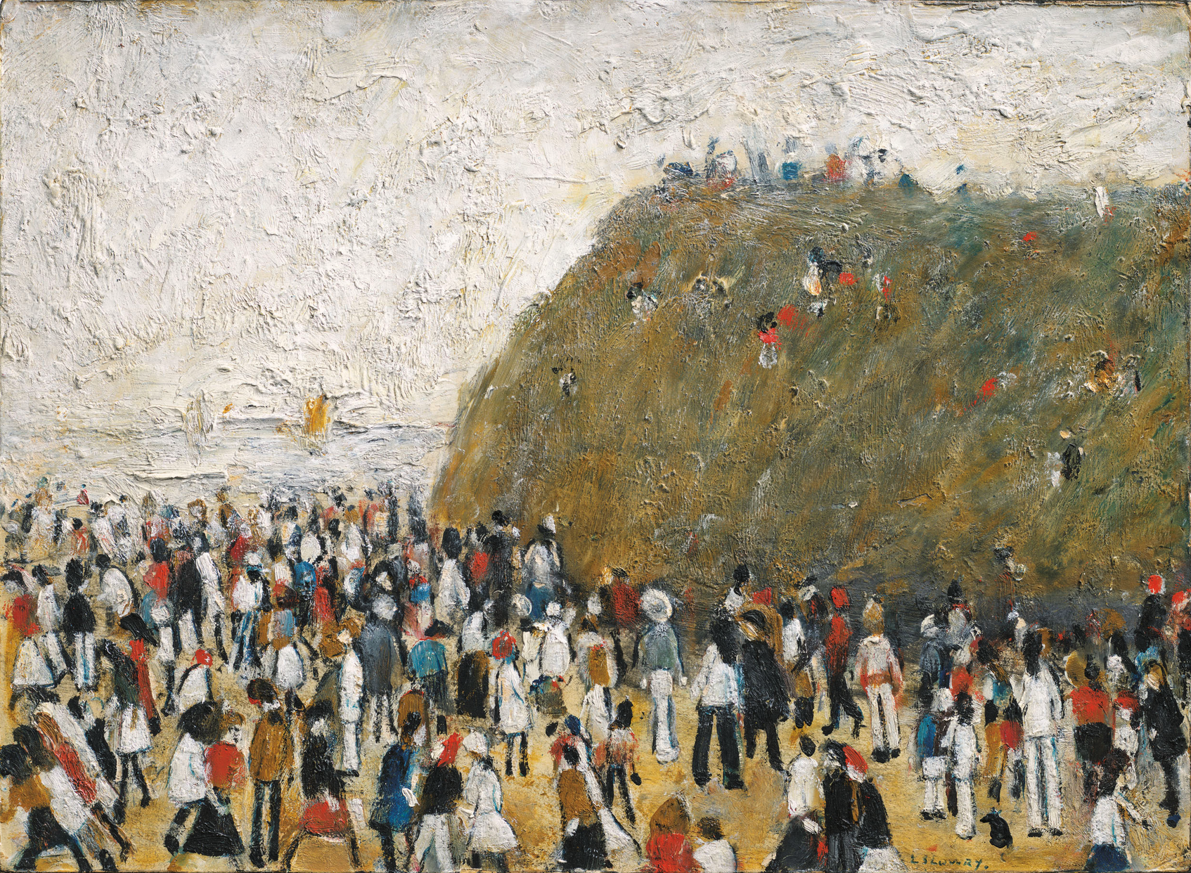 Beach Scene (Unknown) by Laurence Stephen Lowry (1887 - 1976), English artist.