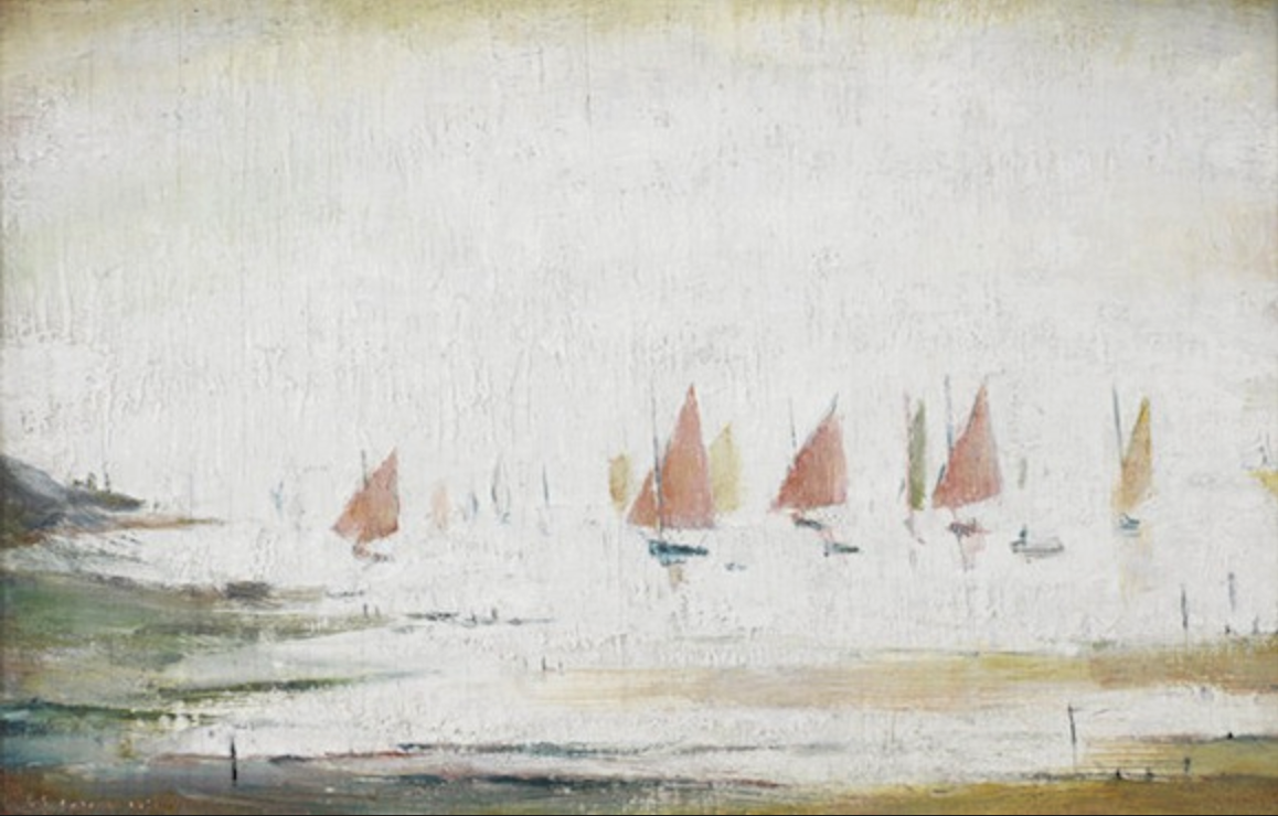 Yachts at Lytham St Anne’s (1951) by Laurence Stephen Lowry (1887 - 1976), English artist.
