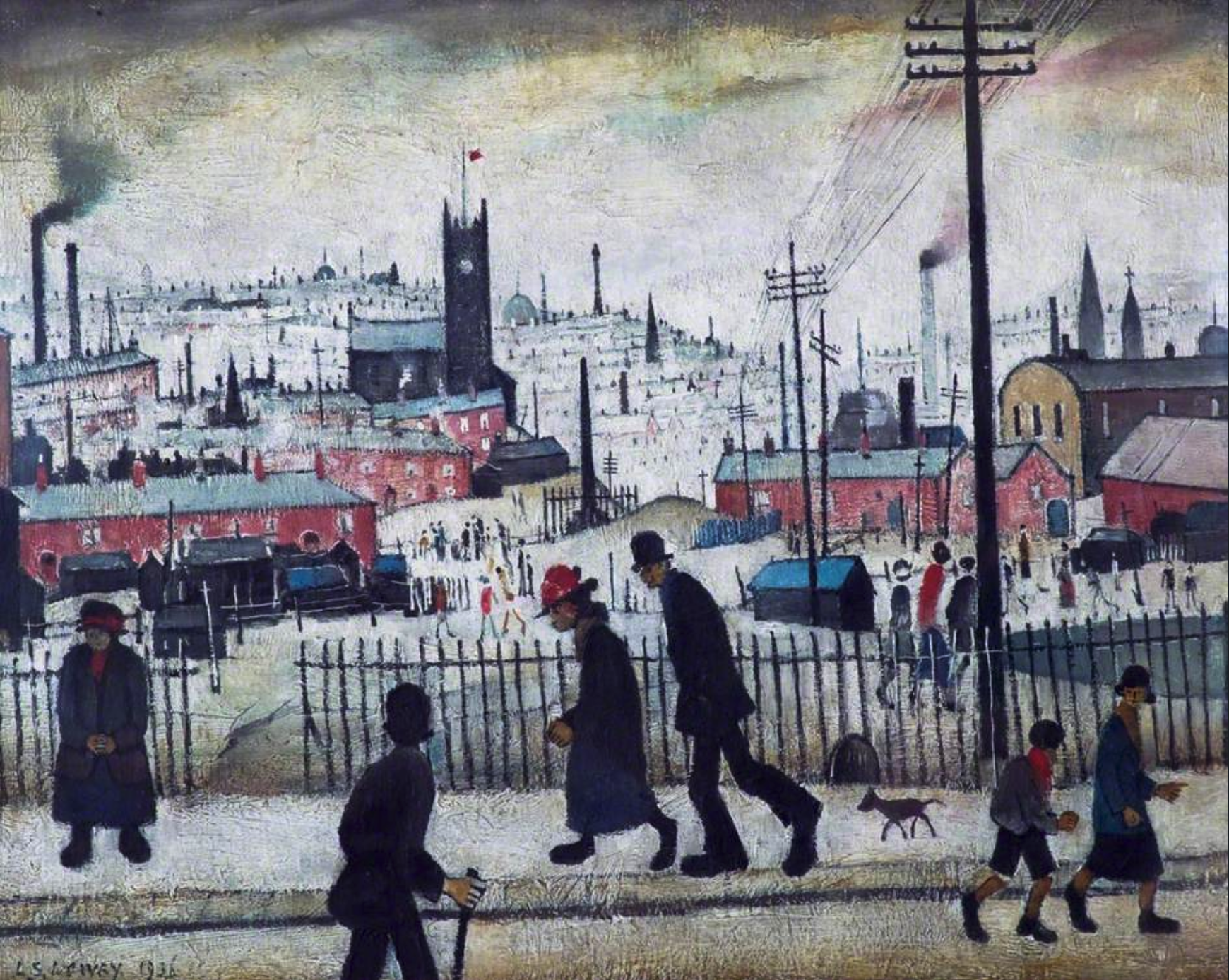 View of a Town (1936) by Laurence Stephen Lowry (1887 - 1976), English artist.
