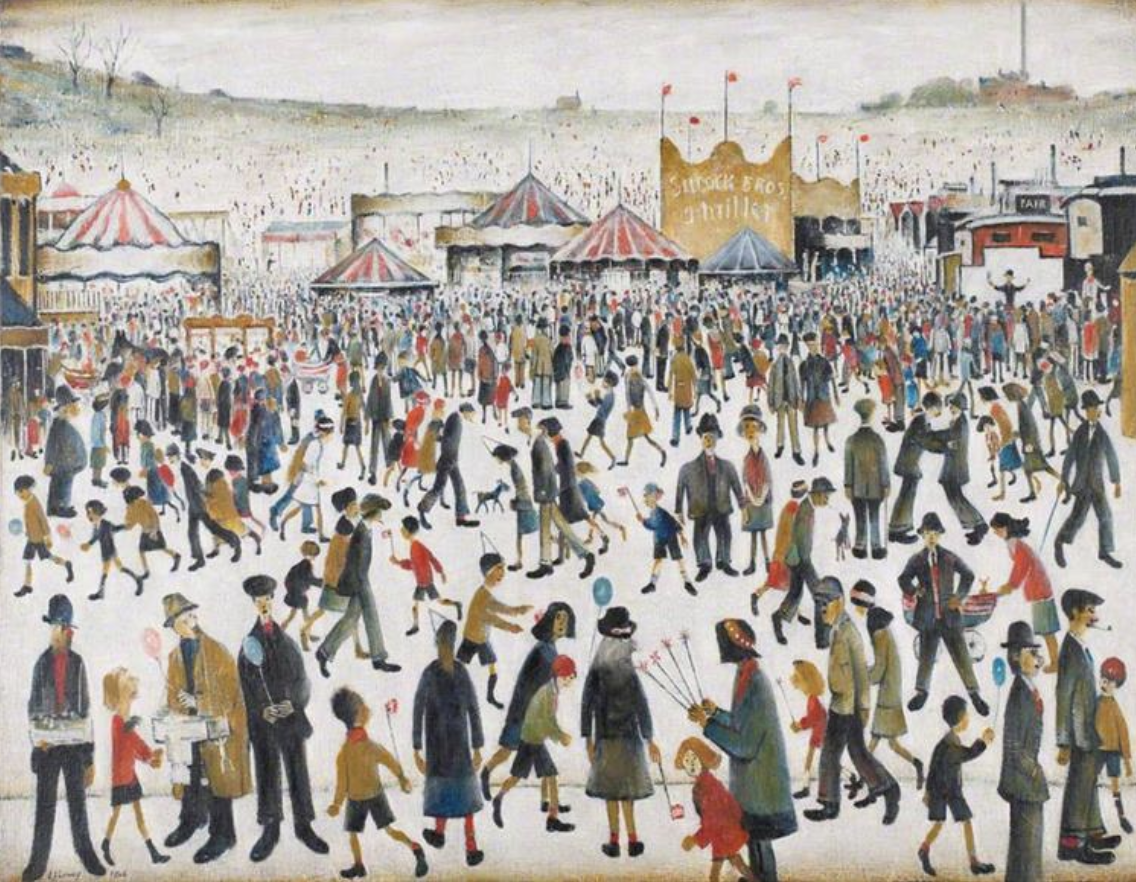 Lancashire Fair, Good Friday, Daisy Nook (Daisy Nook is a country park in Failsworth, Greater Manchester, England) (1946) by Laurence Stephen Lowry (1887 - 1976), English artist.