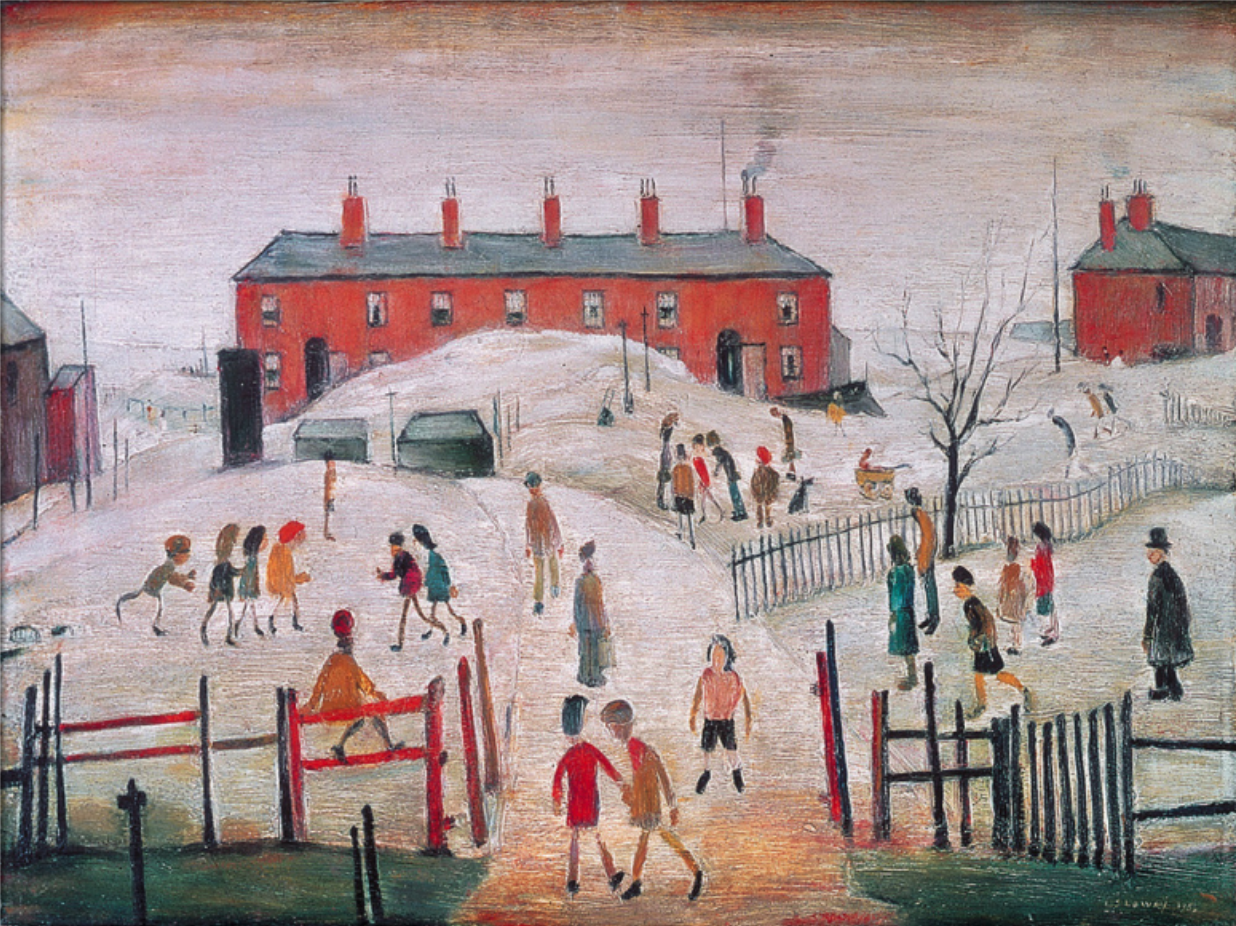 The Schoolyard (1956) by Laurence Stephen Lowry (1887 - 1976), English artist.
