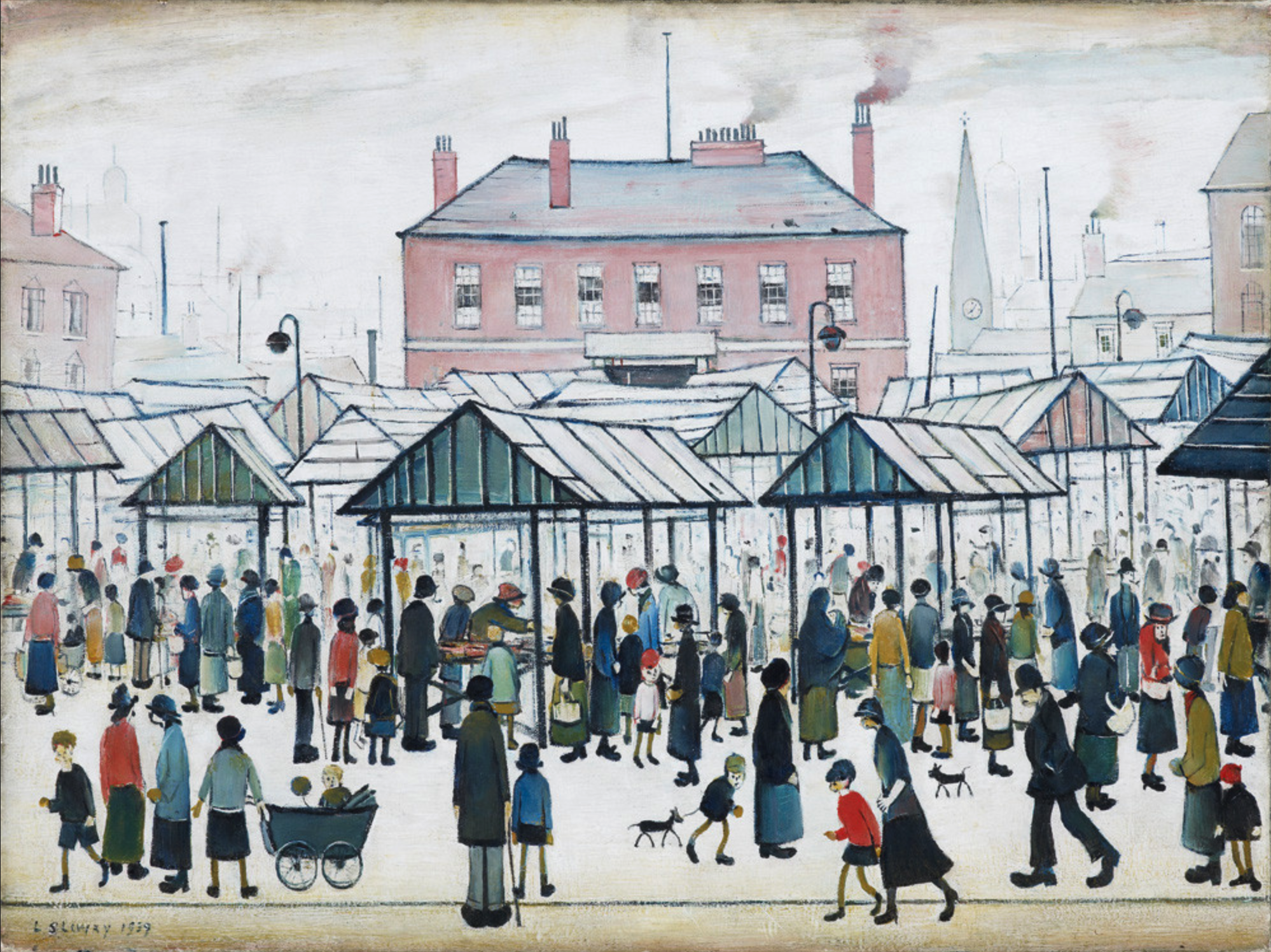 Market Scene, Northern Town (1939) by Laurence Stephen Lowry (1887 - 1976), English artist.
