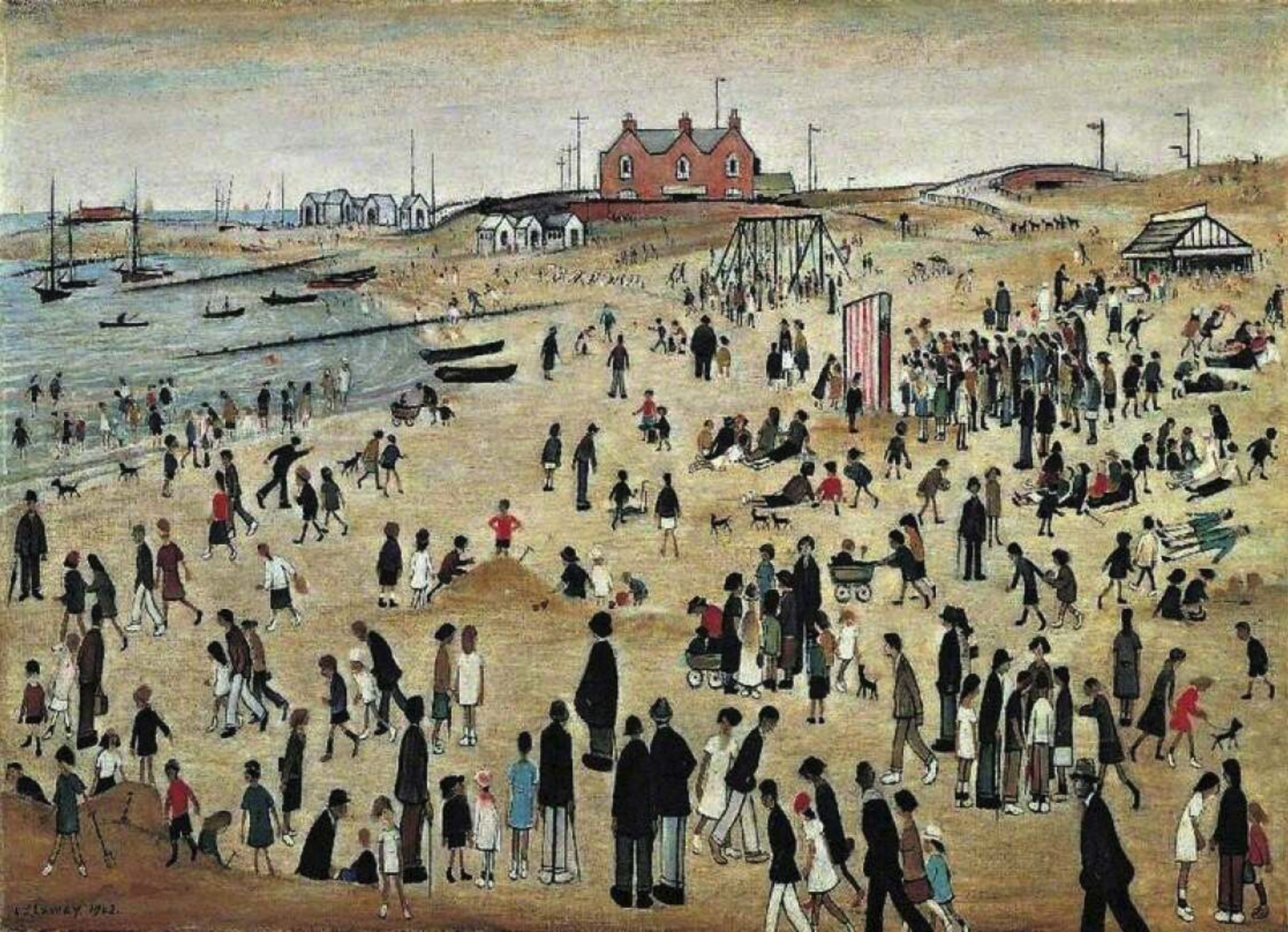 July, The Seaside (1943) by Laurence Stephen Lowry (1887 - 1976), English artist.
