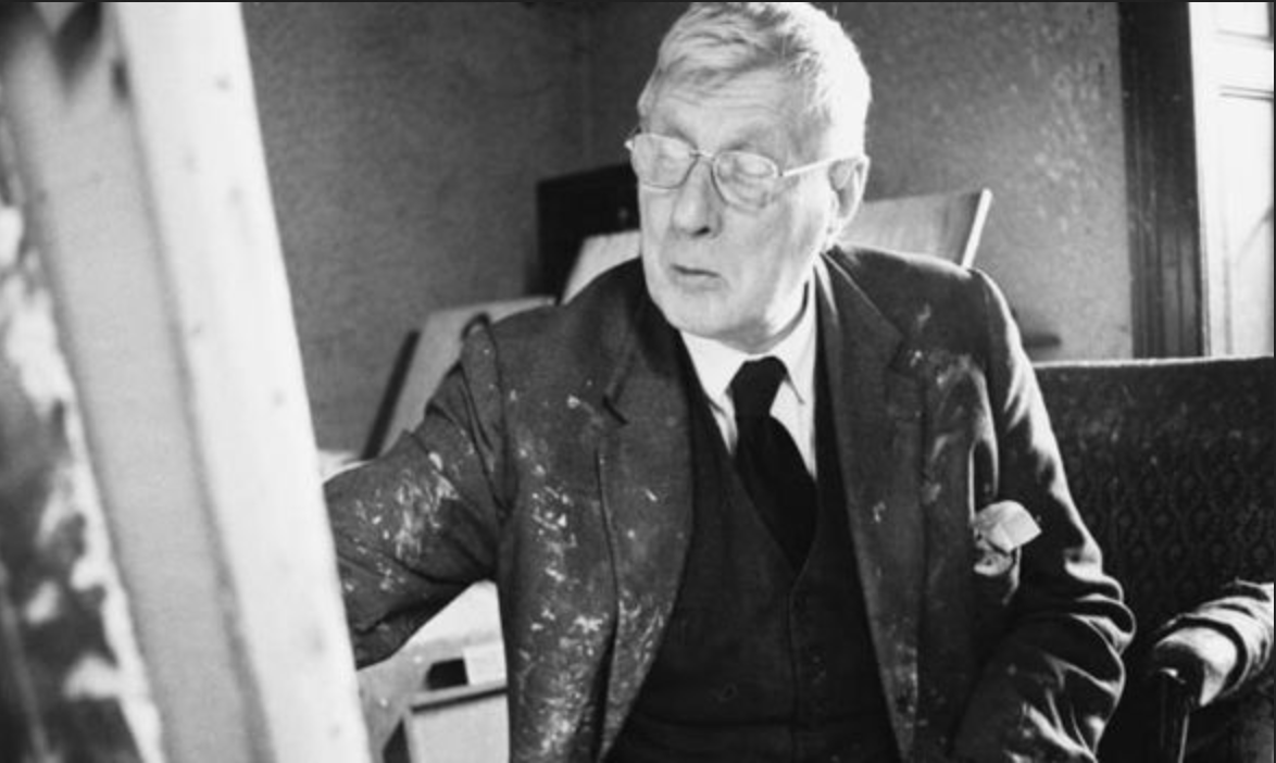 A photograph of Laurence Stephen Lowry at work (Date unknown) by Laurence Stephen Lowry (1887 - 1976), English artist.