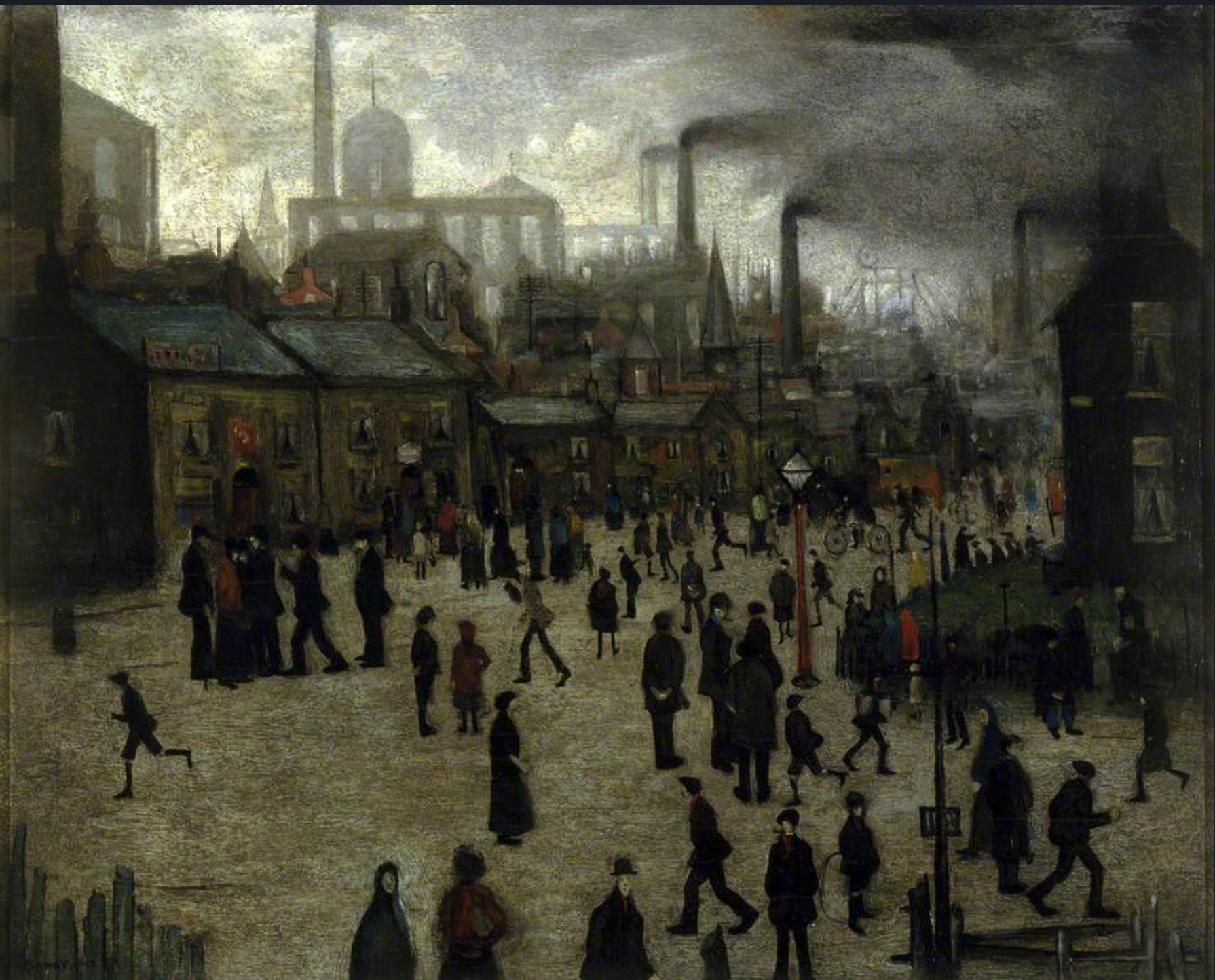 A Manufacturing Town (1922) by Laurence Stephen Lowry (1887 - 1976), English artist.