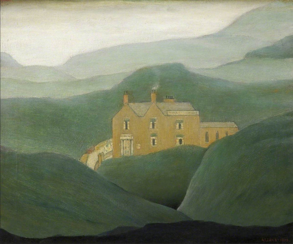 House on the Moor (1950) by Laurence Stephen Lowry (1887 - 1976), English artist.