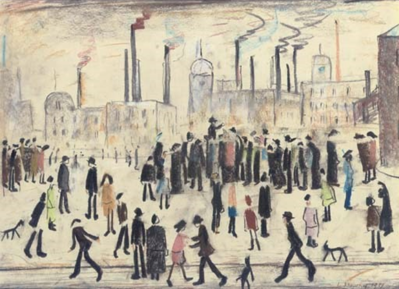 Open air meeting (1951) by Laurence Stephen Lowry (1887 - 1976), English artist.