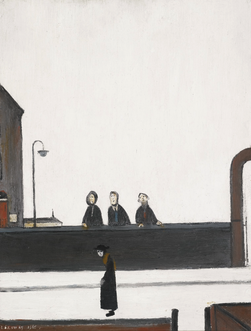 The Lookers On (1965) by Laurence Stephen Lowry (1887 - 1976), English artist.