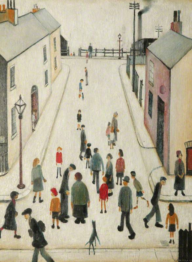 Street in Pendlebury (1948) by Laurence Stephen Lowry (1887 - 1976), English artist.