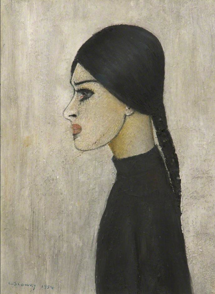 Portrait of Ann (with Plait and Black Jumper) (1954) by Laurence Stephen Lowry (1887 - 1976), English artist.