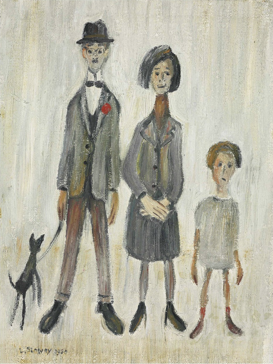 Three Figures (1950) by Laurence Stephen Lowry (1887 - 1976), English artist.