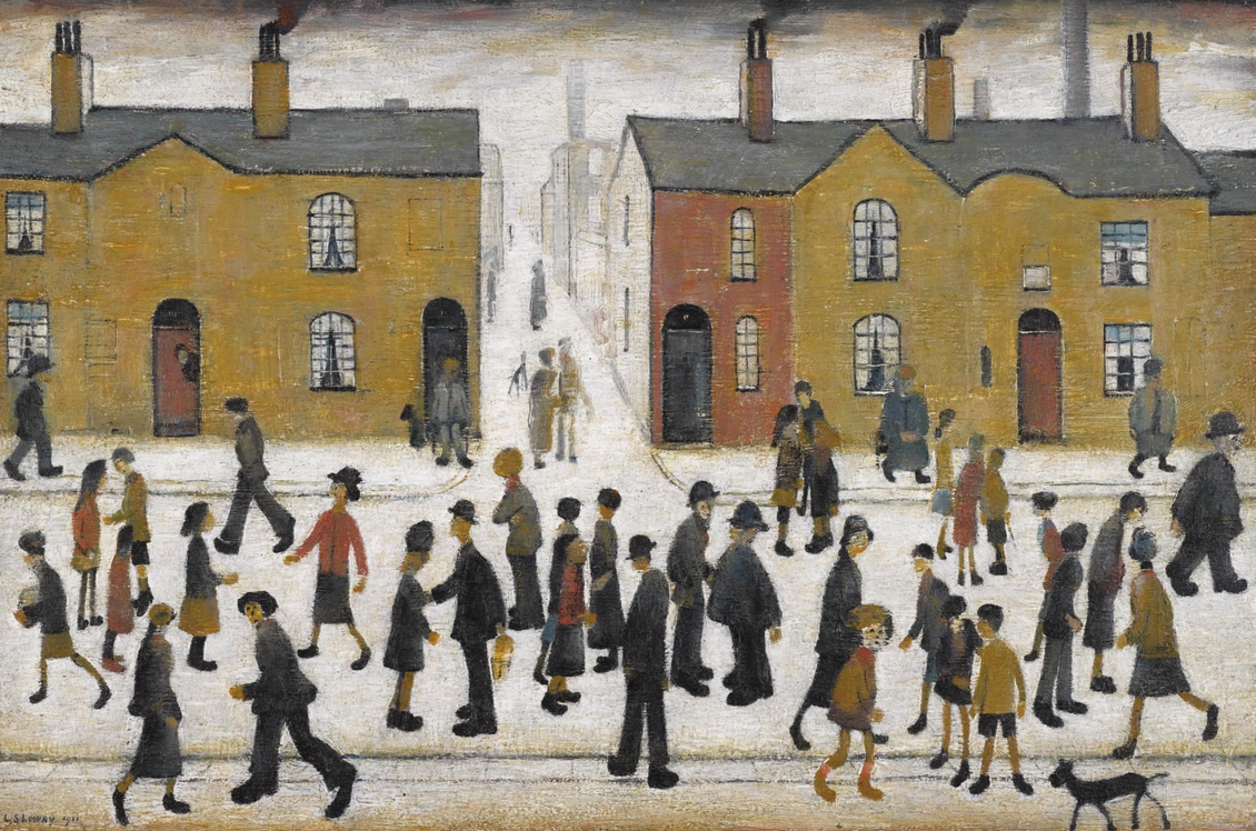 Street scene (1951) by Laurence Stephen Lowry (1887 - 1976), English artist.
