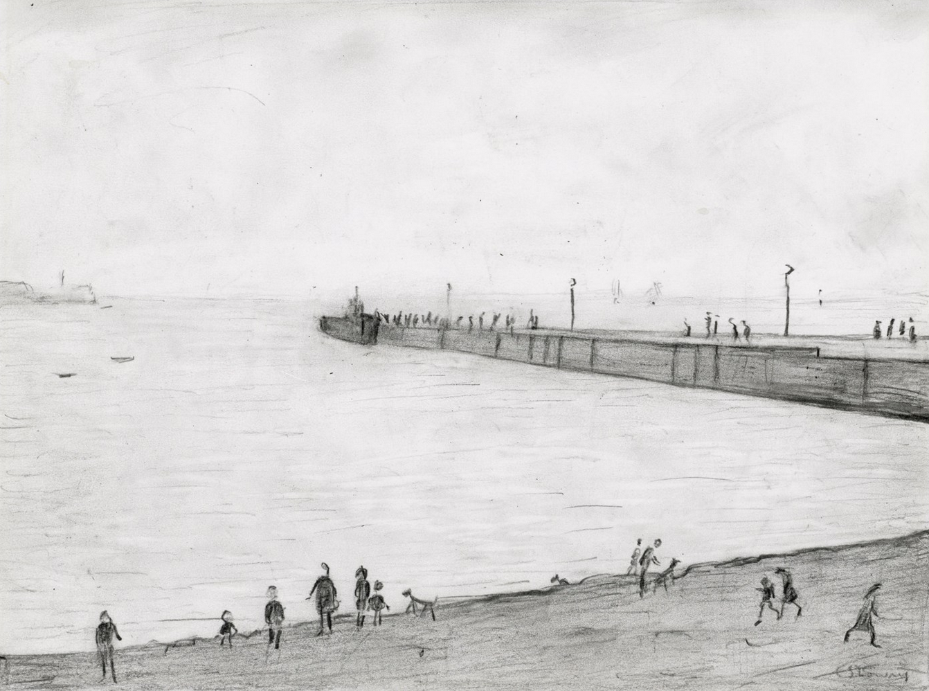 The Ferry Slip at Knott End on Sea (circa 1953) by Laurence Stephen Lowry (1887 - 1976), English artist.