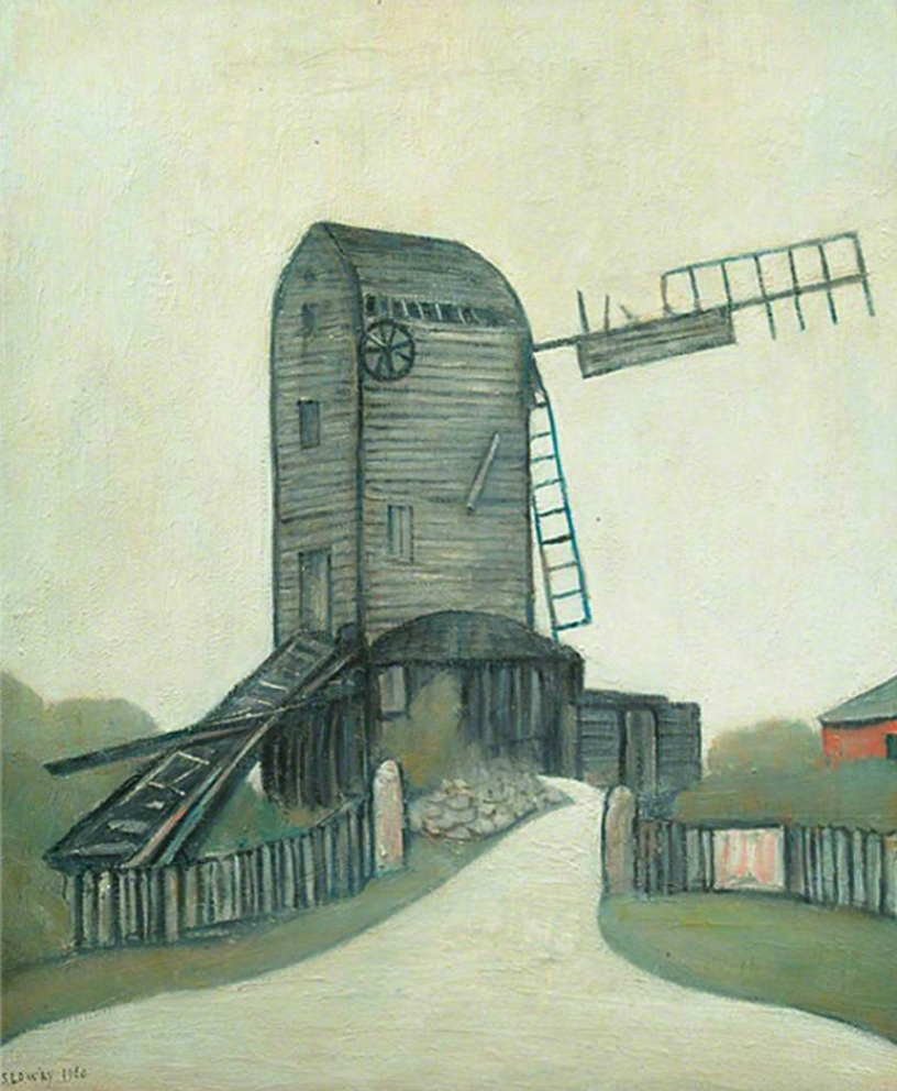 Old Windmill, Bexhill, East Sussex (Hoad's Mill) (1960) by Laurence Stephen Lowry (1887 - 1976), English artist.