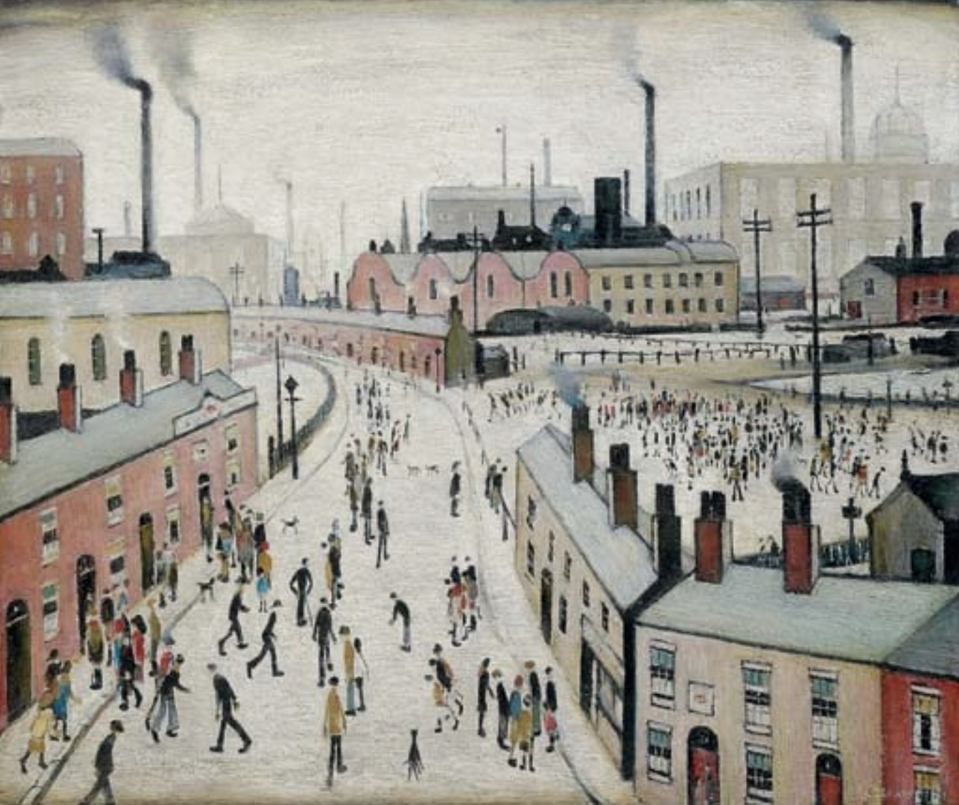 Factories, Lancashire (1947) by Laurence Stephen Lowry (1887 - 1976), English artist.