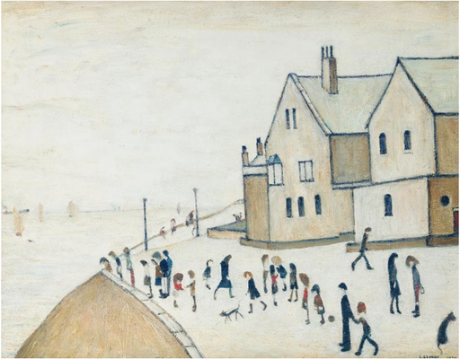 On a Promenade, Hartlepool (1970) by Laurence Stephen Lowry (1887 - 1976), English artist.